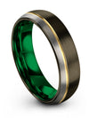 Brushed Tungsten Wedding Bands Woman Tungsten Wedding Bands 18K Yellow Gold - Charming Jewelers