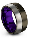 Couples Wedding Ring Sets Gunmetal Tungsten Matching Band Engravable Promise - Charming Jewelers