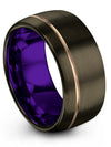 Engagement Mens Bands Wedding Rings Set Brushed Tungsten Gunmetal Ring - Charming Jewelers