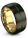 Lady Gunmetal Teal Promise Rings Tungsten Carbide Wedding Bands 10mm Birthday - Charming Jewelers