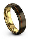 Gunmetal Matching Promise Band Tungsten Copper Line Ring Couples Promise Band - Charming Jewelers
