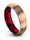 Woman&#39;s 6mm Line Man 18K Rose Gold Tungsten Band Simple Engagement Men Rings - Charming Jewelers