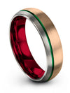 6mm Green Line Promise Ring for Womans Men 18K Rose Gold Wedding Band Tungsten - Charming Jewelers