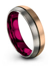 Matte 18K Rose Gold Gunmetal Mens Wedding Ring Engagement Ring Tungsten Simple - Charming Jewelers