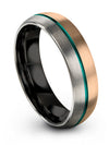 Mens 18K Rose Gold Wedding Band Sets 18K Rose Gold Tungsten Promise Band Small - Charming Jewelers