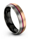 18K Rose Gold and Gunmetal Wedding Rings for Ladies Female Wedding Rings 6mm - Charming Jewelers
