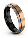 Wedding Band Sets for Girlfriend and Girlfriend 18K Rose Gold and Blue Tungsten - Charming Jewelers