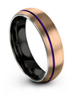 Anniversary Band Set 18K Rose Gold 6mm Tungsten Carbide Ring Guy Gift Matching - Charming Jewelers