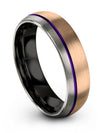 Minimalist Wedding Ring Mens Tungsten Carbide 18K Rose Gold Purple Rings Love - Charming Jewelers