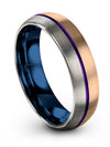 Woman Purple Line Wedding Ring Female 18K Rose Gold Wedding Bands Tungsten I - Charming Jewelers