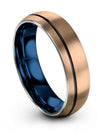 Matte 18K Rose Gold Black Mens Wedding Rings Tungsten Band Brushed Marry Bands - Charming Jewelers