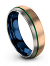 Matte 18K Rose Gold Green Ladies Wedding Band Tungsten Rings for Woman - Charming Jewelers