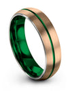 Guys 6mm Green Line Wedding Bands Matching Tungsten Wedding Ring 18K Rose Gold - Charming Jewelers