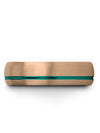 Wedding Band and Ring Tungsten Polished Ring for Guy 18K Rose Gold over Teal - Charming Jewelers