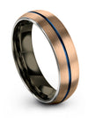 6mm Blue Line Wedding Tungsten Carbide Wedding Band for Men Minimalist - Charming Jewelers