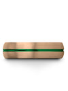Tungsten Wedding Band for Female 18K Rose Gold 6mm Green Line Band Tungsten - Charming Jewelers