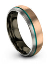 Wedding Anniversary Ring Sets Tungsten Carbide 18K Rose Gold and Teal Rings - Charming Jewelers