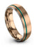 Wedding Rings 18K Rose Gold and Teal Personalized Guys Ring