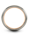 Unique Man Wedding Ring Tungsten Bands for Men Grooved 18K Rose Gold Engagement - Charming Jewelers