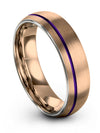 6mm Purple Line Wedding Bands Female Tungsten 18K Rose Gold Purple Simple - Charming Jewelers