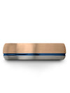 18K Rose Gold Unique Guy Wedding Bands Tungsten 18K Rose Gold and Blue Band - Charming Jewelers