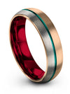 Man Tungsten Wedding Rings Sets Tungsten 18K Rose Gold Teal Band for Guys 18K - Charming Jewelers