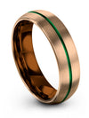 Wedding Rings Sets for Boyfriend and Him 18K Rose Gold and Green Tungsten - Charming Jewelers