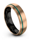 Her and Husband Bands Wedding Tungsten Wedding Rings 18K Rose Gold and Teal 18K - Charming Jewelers