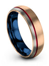 18K Rose Gold Wide Mens Wedding Bands Tungsten 18K Rose Gold and Teal Bands - Charming Jewelers