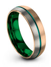 6mm Teal Line Rings for Couples Tungsten Band for Lady Custom 18K Rose Gold - Charming Jewelers