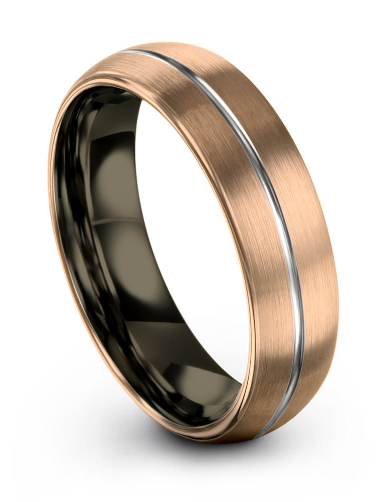 6mm 18K Rose Gold Grey Anniversary Band for Guy Tungsten