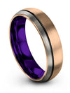 Jewelry Wedding Rings 18K Rose Gold Black Tungsten Rings 6mm Black Line Rings - Charming Jewelers