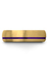 Guy Wedding Bands Purple Line Tungsten 18K Yellow Gold and Purple Ring for Man - Charming Jewelers