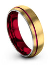 6mm Gunmetal Line Men Wedding Ring Tungsten 18K Yellow Gold Gunmetal Rings - Charming Jewelers