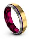 18K Yellow Gold Purple Tungsten Anniversary Ring Tungsten Carbide Wedding Ring - Charming Jewelers