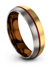 Personalized Wedding Bands Set Tungsten Rings for Womans Grooved Handmade 18K - Charming Jewelers