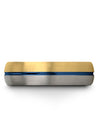 Groove Wedding Rings 18K Yellow Gold Blue Tungsten Ring 18K Yellow Gold Fathers - Charming Jewelers