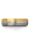 Mens Matte 18K Yellow Gold Promise Rings Brushed Tungsten Bands for Men 18K - Charming Jewelers