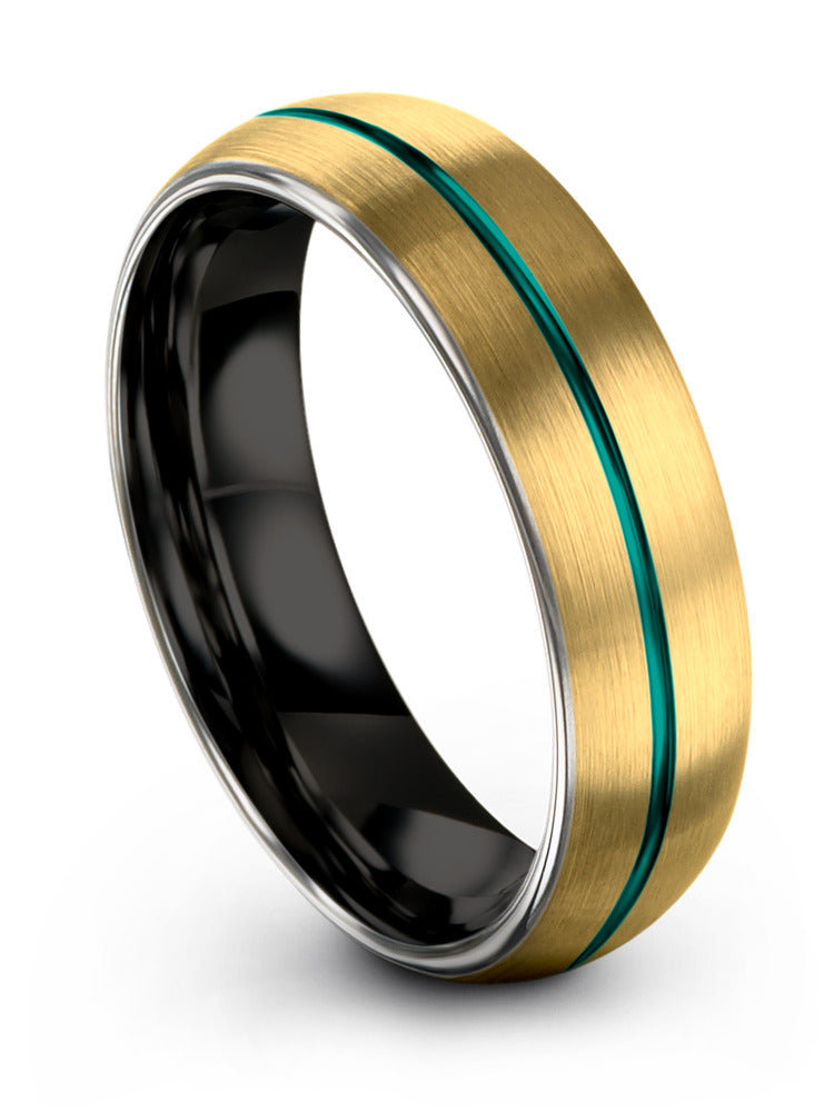 18K Yellow Gold Ring Wedding Bands Tungsten Bands