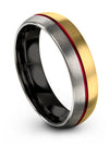 Simple 18K Yellow Gold Wedding Ring Tungsten 18K Yellow Gold and Black Ring - Charming Jewelers