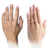 Guy Wedding Band 18K Yellow Gold Fucshia Dainty Wedding Band Couple Ring Set - Charming Jewelers
