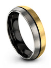 18K Yellow Gold Wedding Set Perfect Tungsten Bands Fiance and Husband - Charming Jewelers