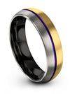 6mm Guy Wedding Ring 18K Yellow Gold Tungsten Wedding Rings Sets for Wife - Charming Jewelers
