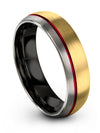 Womans 18K Yellow Gold Wedding Ring Tungsten Carbide Fancy Band Minimalist - Charming Jewelers