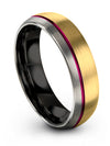 Guy Tungsten Promise Rings 18K Yellow Gold and Teal Common Wedding Band Carbide - Charming Jewelers