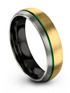 Woman 6mm 25th Wedding Band 18K Yellow Gold Tungsten Ring 6mm Brother forever - Charming Jewelers
