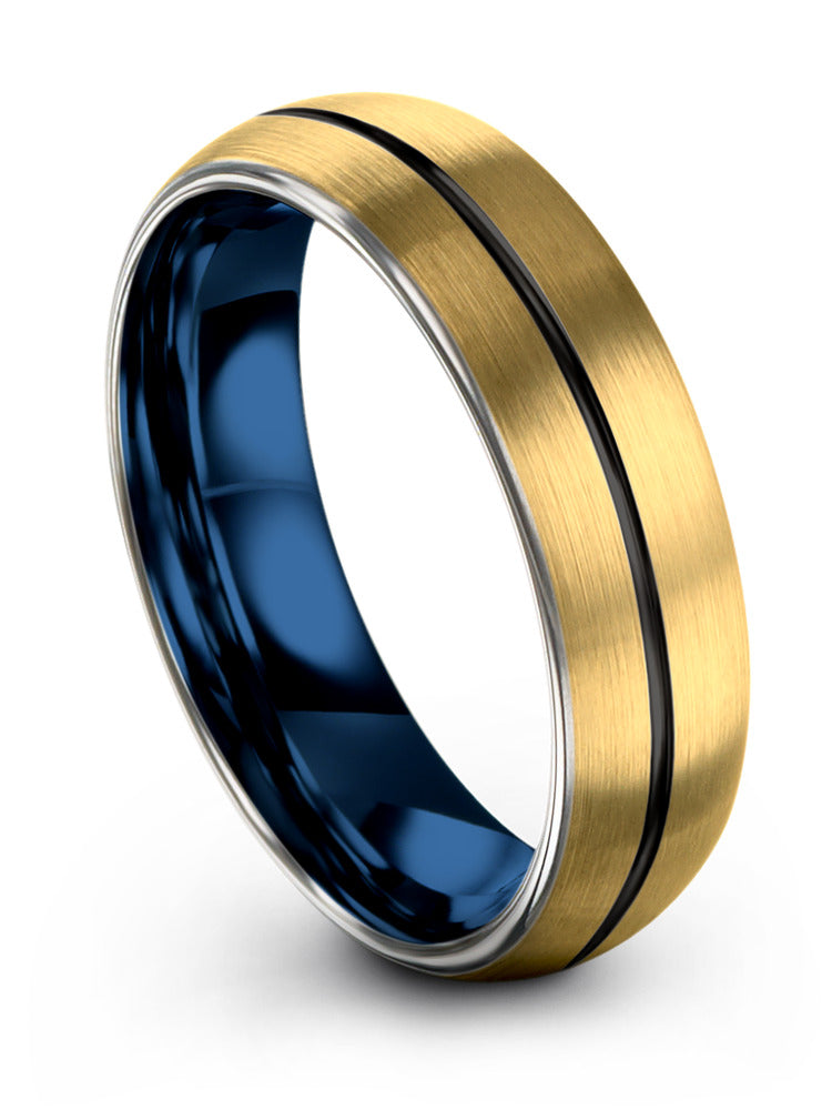 18K Yellow Gold Band Wedding Tungsten Rings Band for Guys