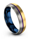 12th - Silk &amp; Fine Linen Wedding Anniversary Tungsten 18K Yellow Gold Purple - Charming Jewelers