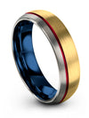 Dome Wedding Band Lady 6mm Tungsten Ring Sets 18K Yellow Gold and Black - Charming Jewelers