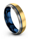 Guys Wedding Bands Set Exclusive Wedding Ring 18K Yellow Gold Blue Ring Guys - Charming Jewelers